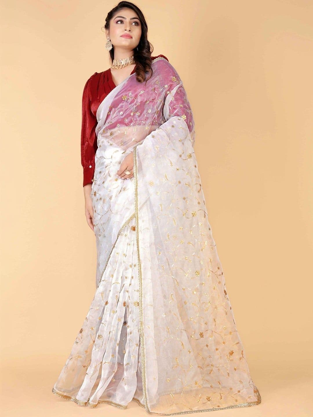 TIWESA-THE TREASURE OF CREATIONTIWESA Embroidered Organza Saree - view 1