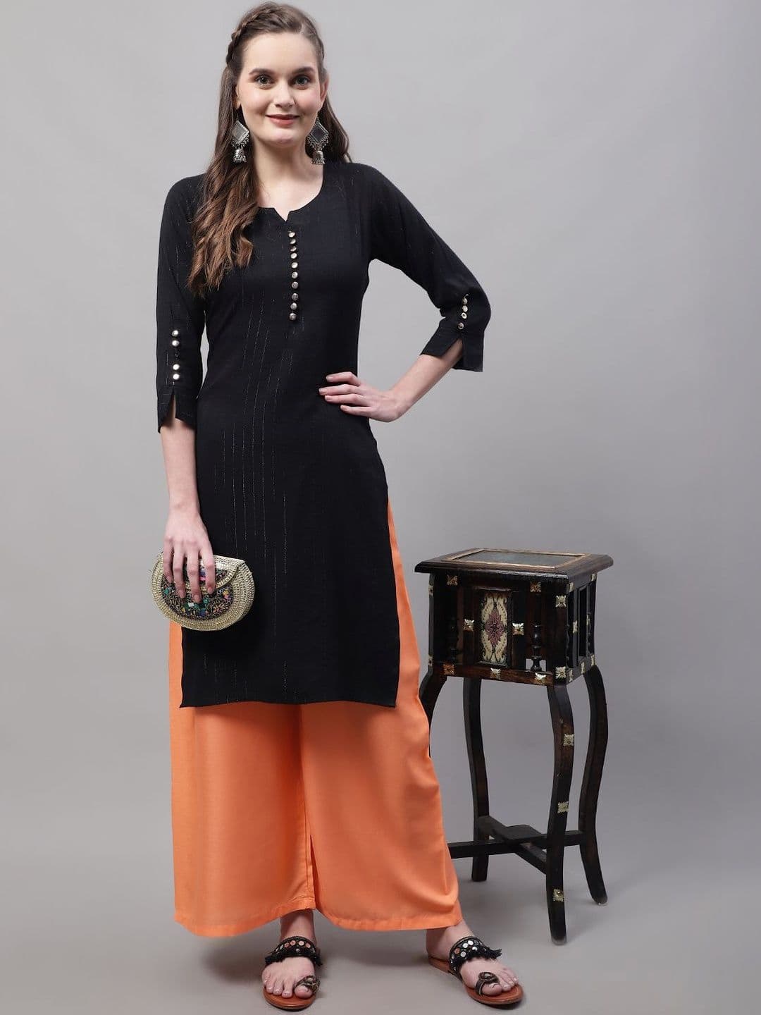 KALINI Women 2 Flared Ethnic Palazzos - view 1