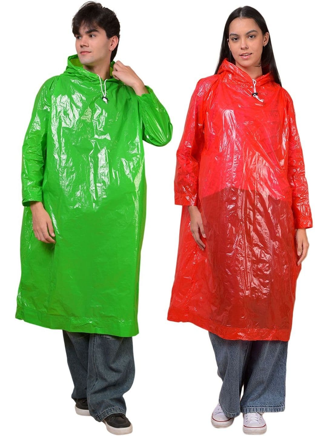 Dollar Unisex Waterproof PVC Rain Poncho with Adjustable Hood