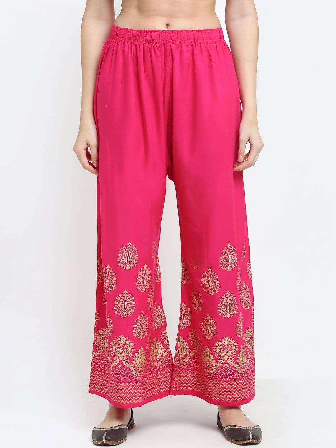 VEE POP Women Colourblocked Flared Knitted Ethnic Palazzos - view 1