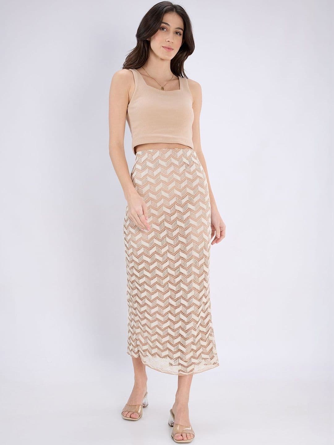 Globus Women Self Design Crochet Midi Pencil Skirt - view 1