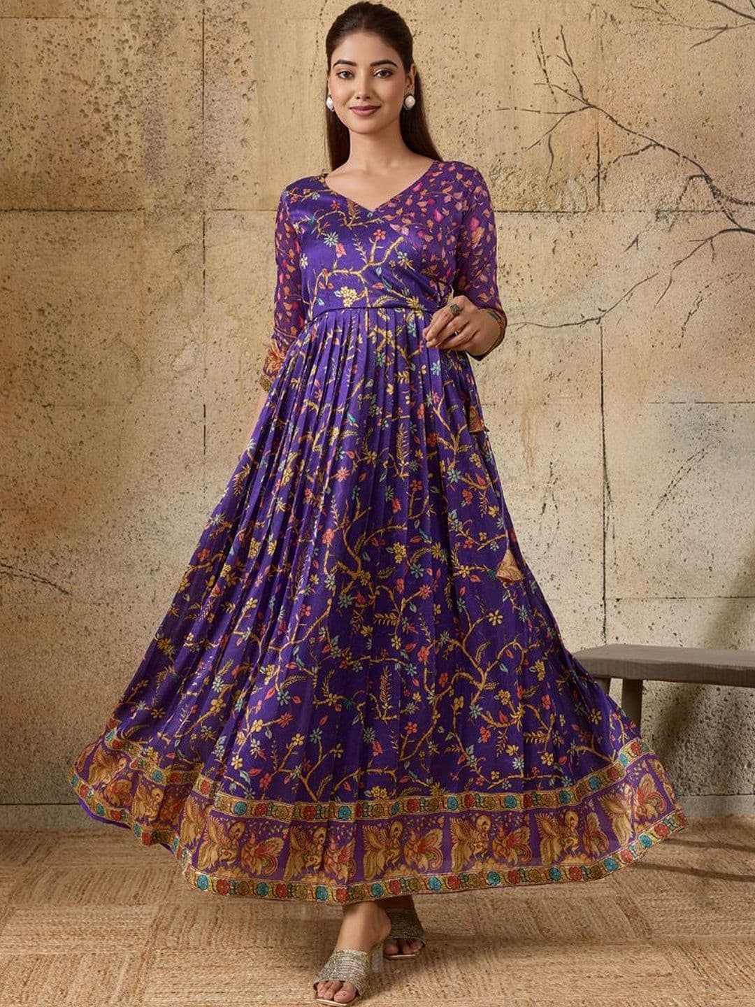 KALANANDI Ethnic Motifs Printed V-Neck Fit and Flare Maxi Ethnic Dress - view 1
