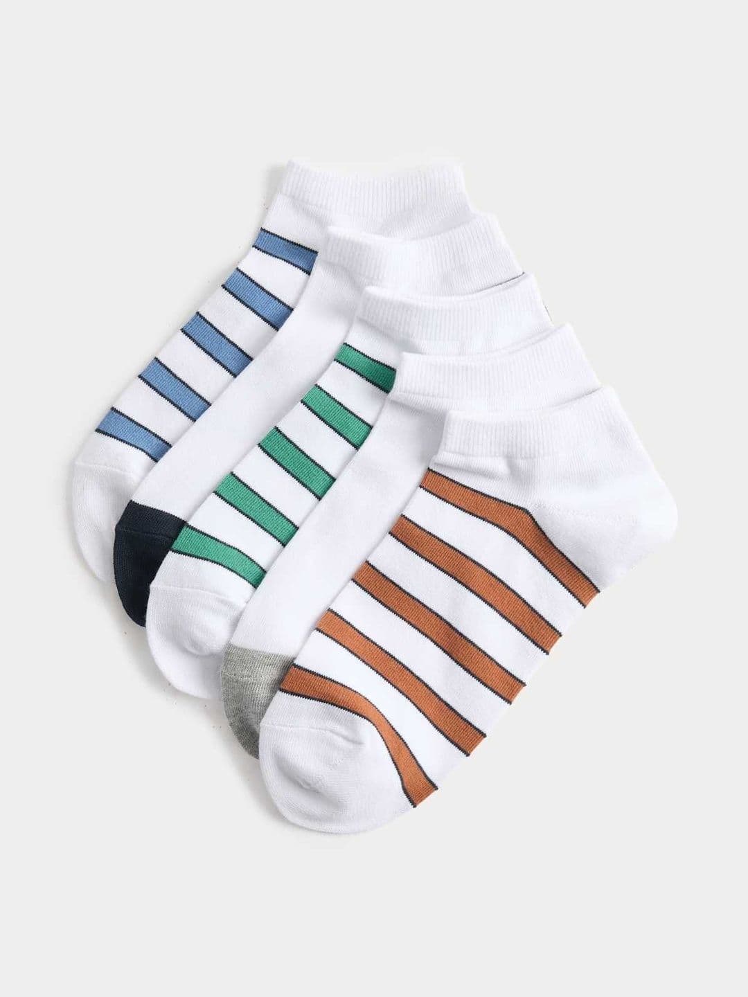 Marks & Spencer Men 5 Pack Striped Cool & Fresh Cotton Rich Trainer Liners - view 1