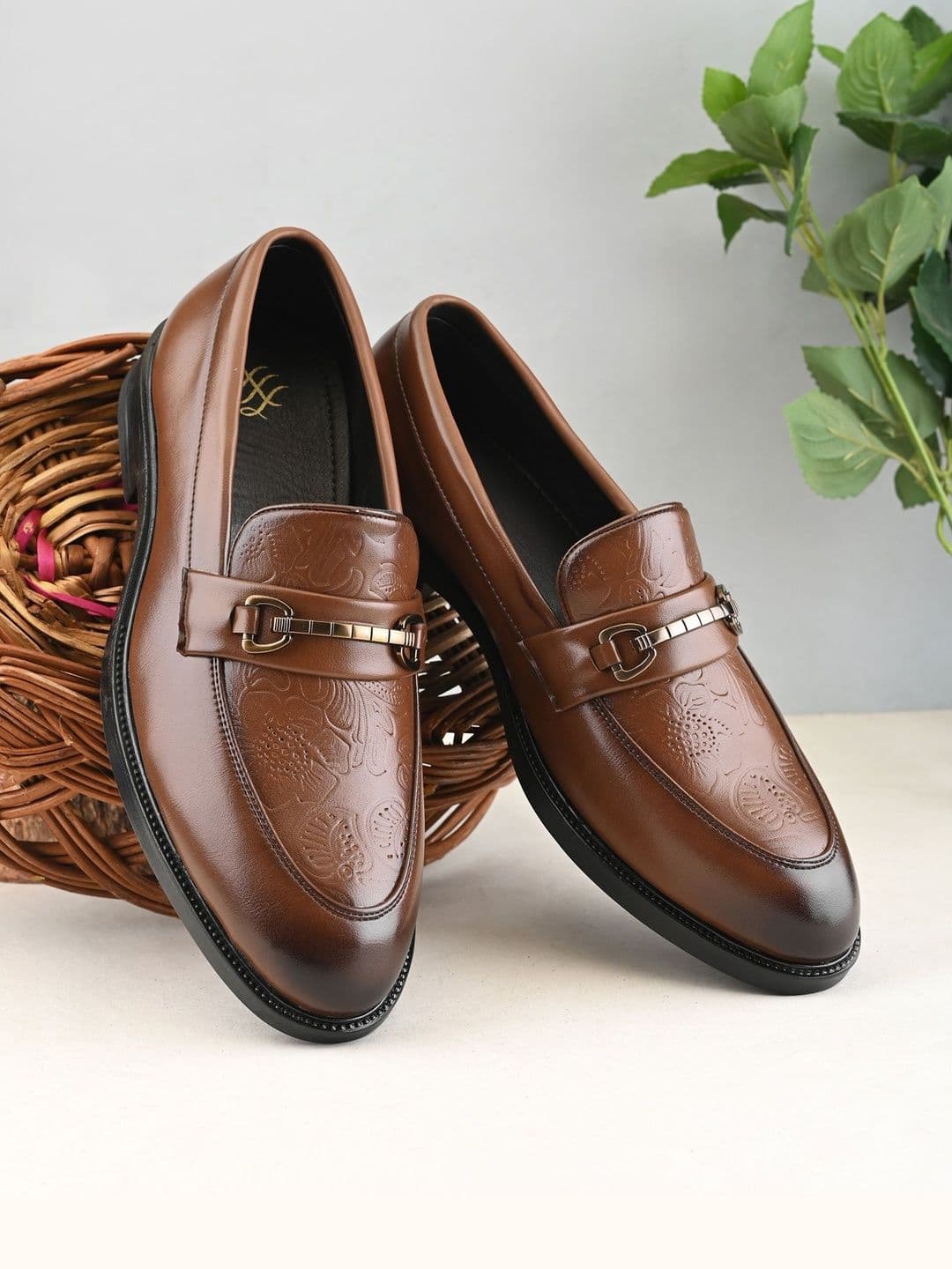 House of Pataudi Men Textured Slip-on Light Weight Comfort Formal Loafers - view 1