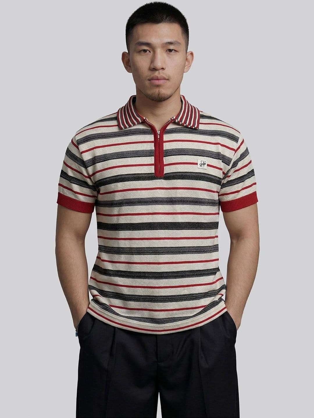 FUGAZEE Men Striped Polo Collar T-shirt - view 1