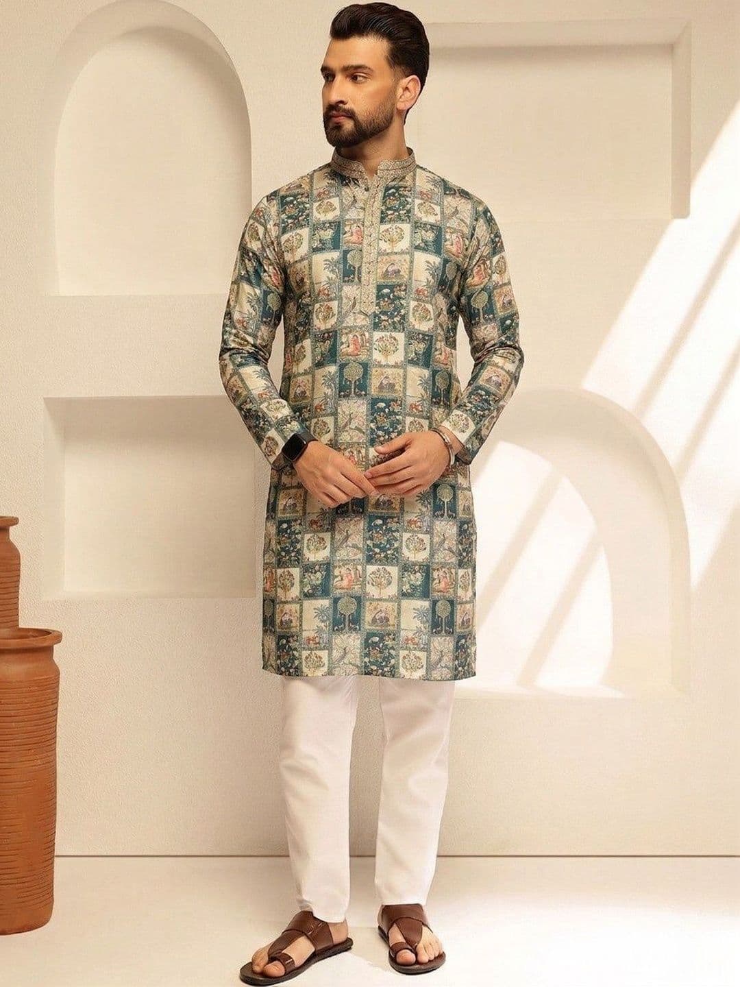 VELKYNOX Men Ethnic Motifs Printed Kurta - view 1