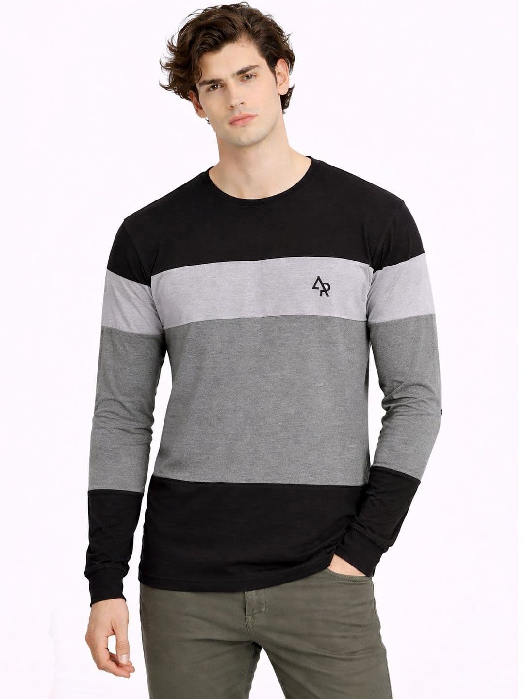 ADRO Men Brand Logo Colourblocked T-shirt - view 1