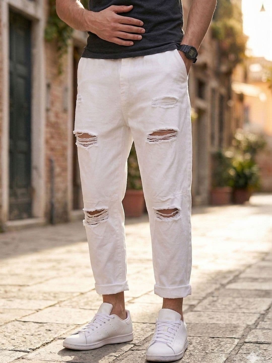 Mast & Harbour Men Jean Slim Fit Mid-Rise Highly Distressed Jeans - view 1