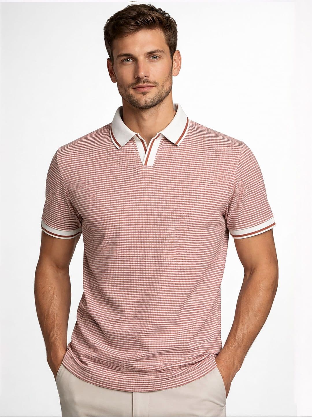 ATIGIANO Men Checked Polo Collar T-shirt - view 1