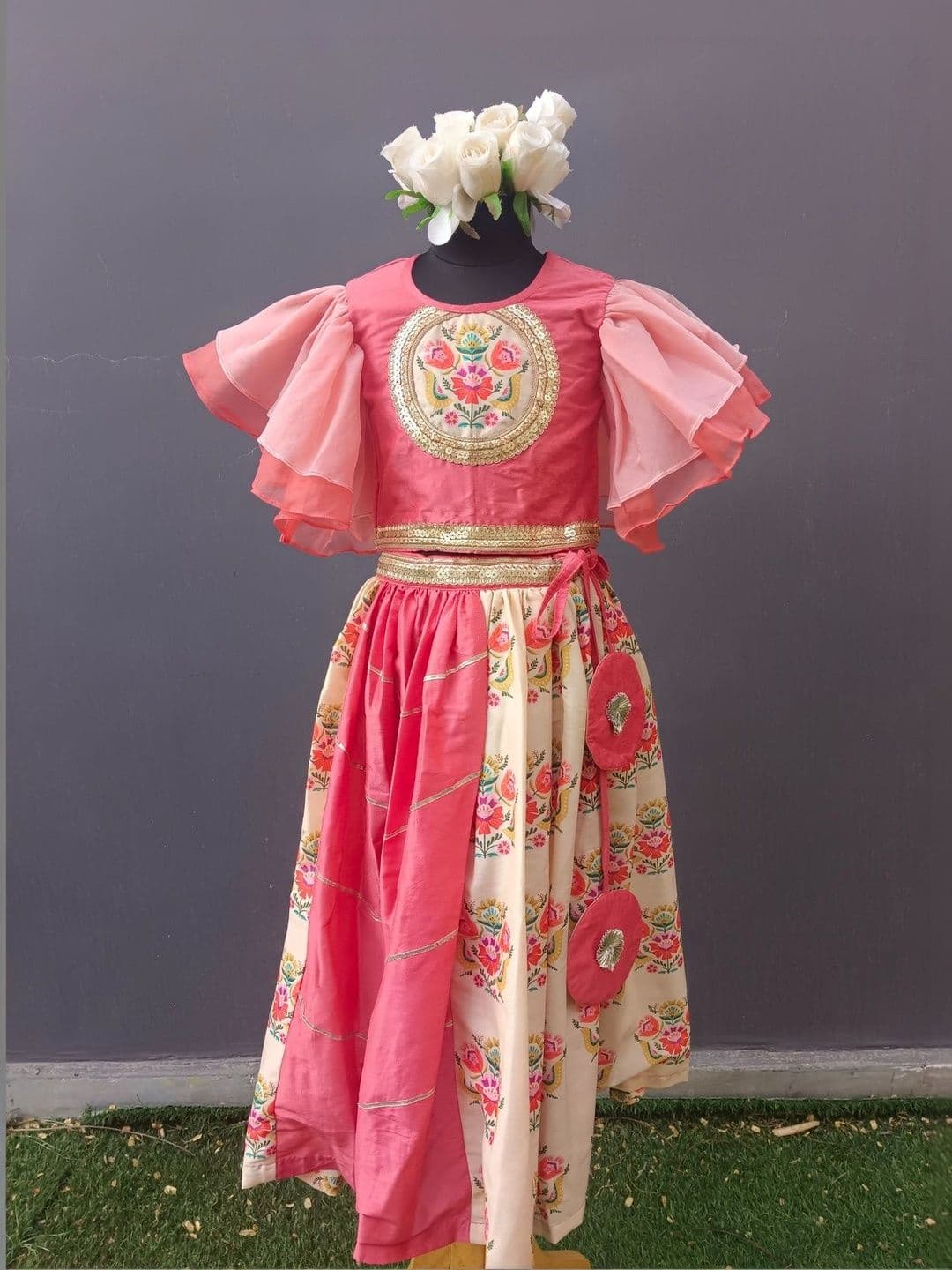 The Little Tales Girls Embellished Sequinned Ready to Wear Lehenga & - view 1