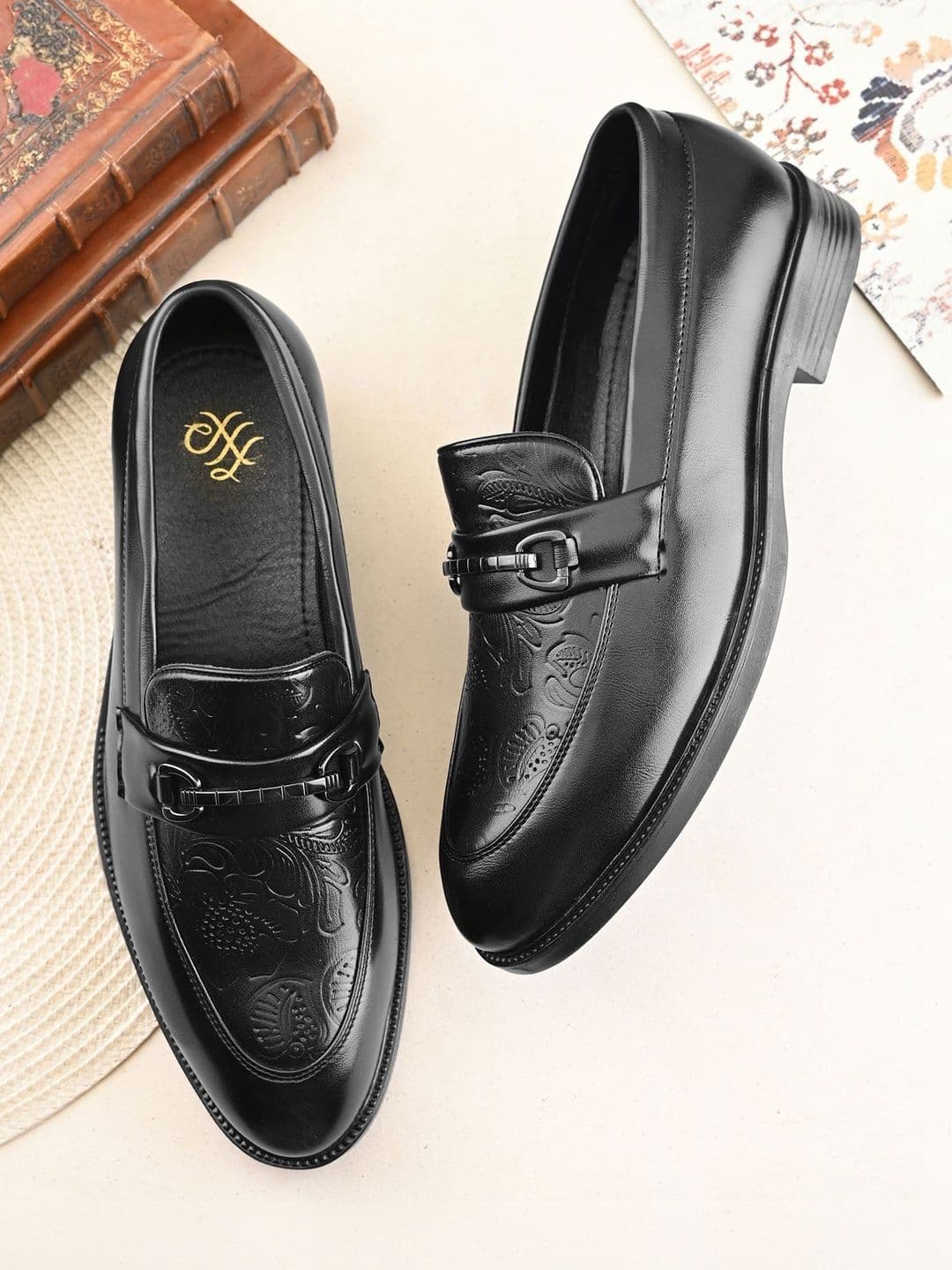 House of Pataudi Men Textured Slip-on Light Weight Comfort Formal Loafers - view 1