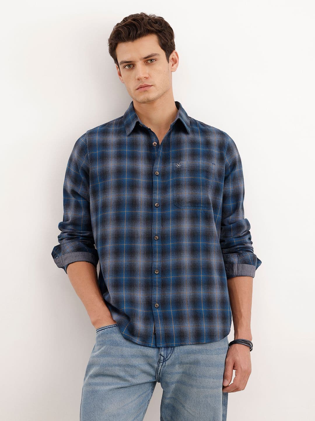 WROGN Slim Fit Checked Cotton Casual Shirt - view 1