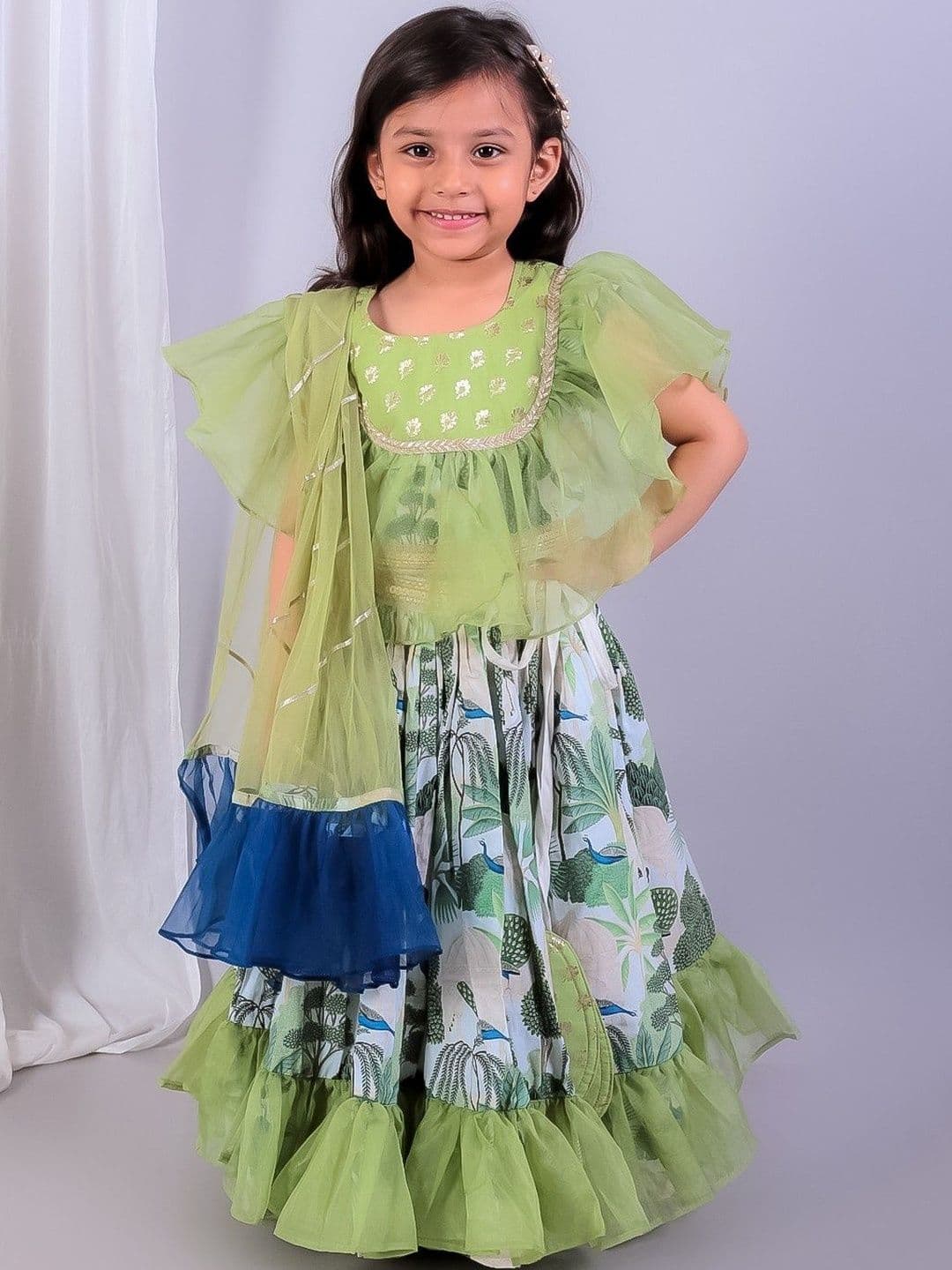 The Little Tales Girls Embellished Ready to Wear Lehenga & Blouse With Dupatta - view 1