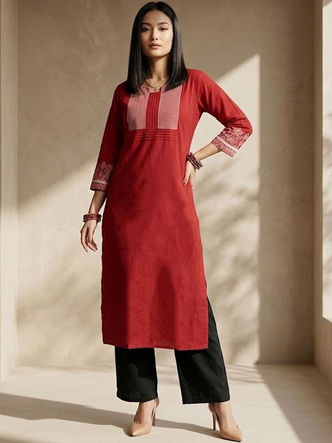 Varanga Women Ethnic Motifs Embroidered Thread Work Kurta - view 1