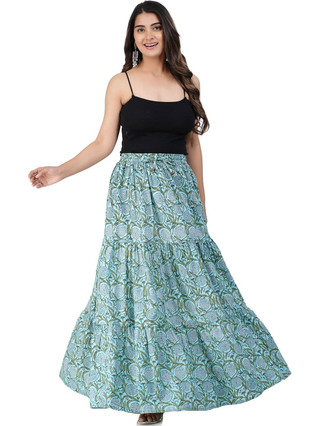Kastoori Collection Women Blue Pure Cotton Skirts - view 1