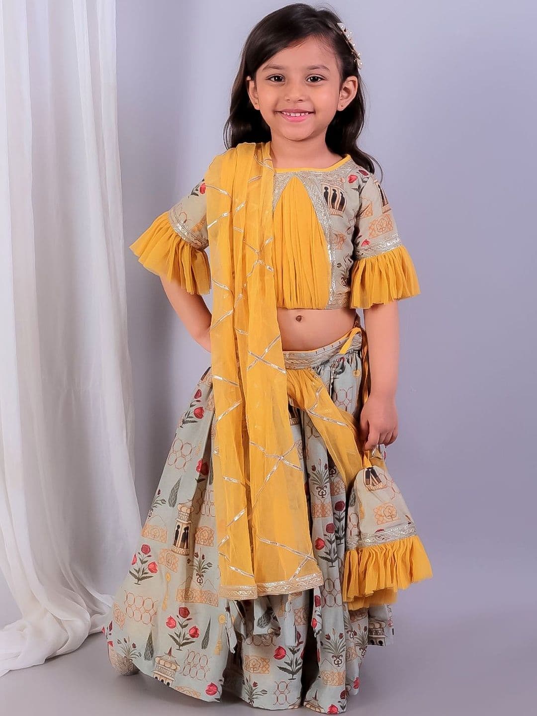 The Little Tales Girls Printed Semi-Stitched Lehenga & Blouse With Dupatta - view 1