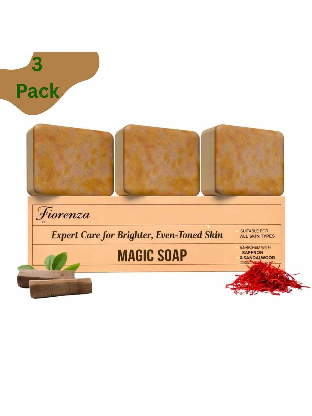 Fiorenza Set Of 3 Sandalwood & Saffron Magic Soaps - 100 g Each - view 1