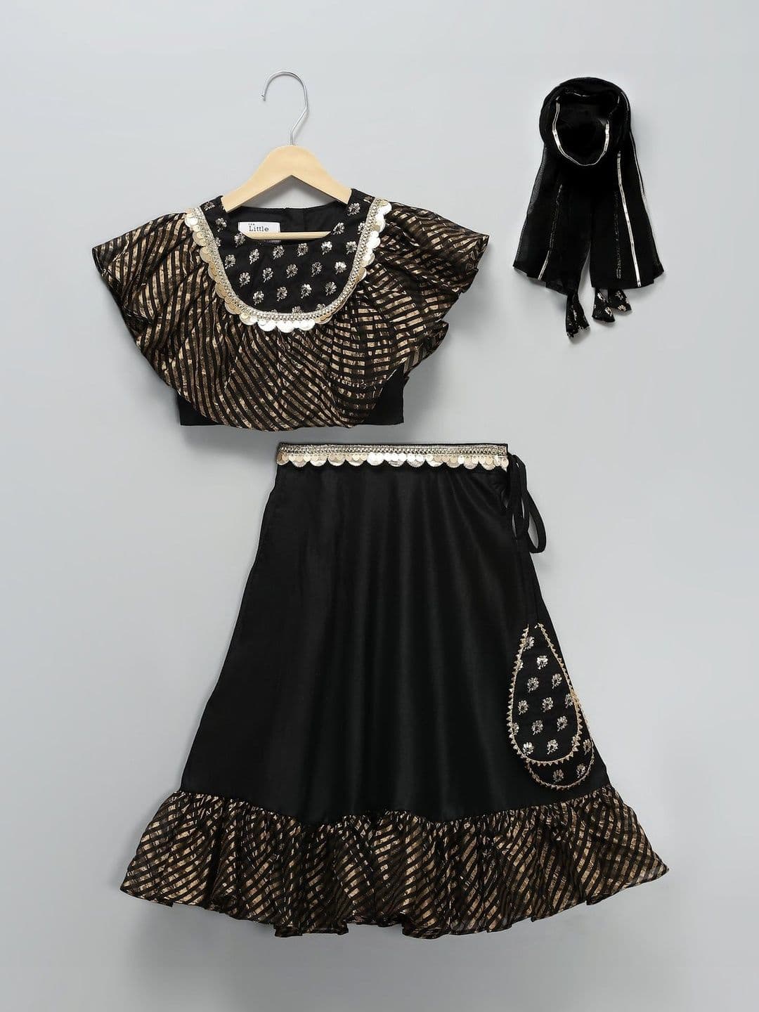 The Little Tales Girls Embellished Sequinned Ready to Wear Lehenga & Blouse With Dupatta - view 1