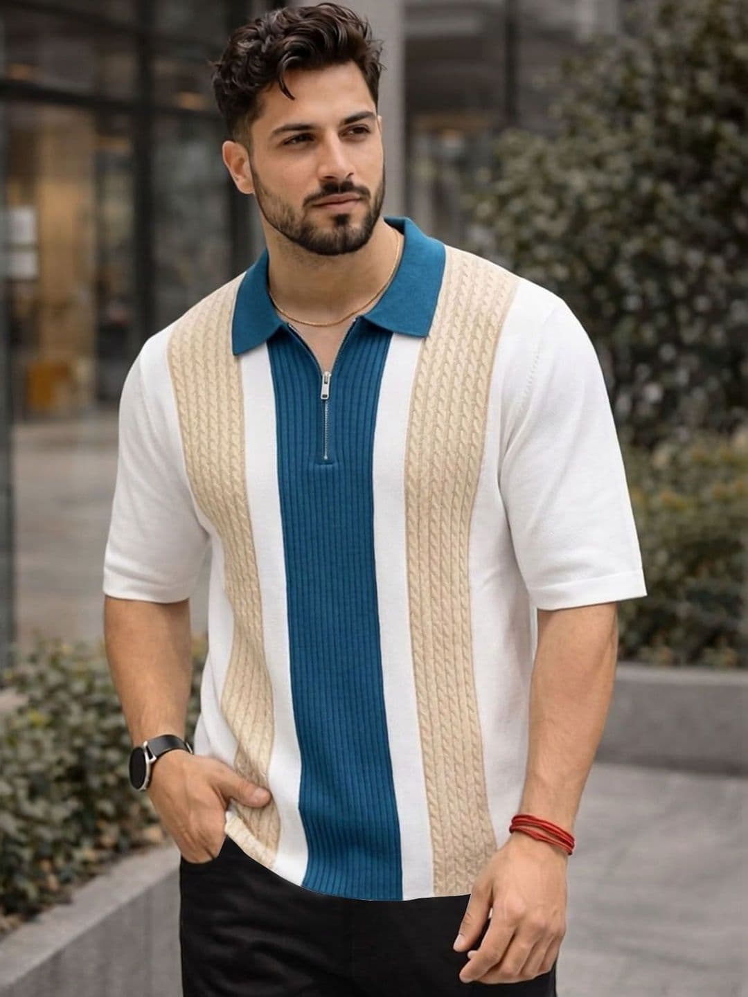 THE BEETEL HOUSE Men Colourblocked Polo Collar T-shirt - view 1