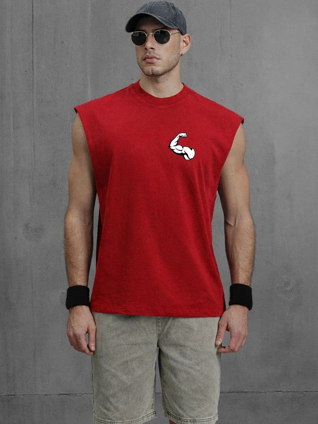 CARRO ARMATO Printed Cotton Gym Vest - view 1
