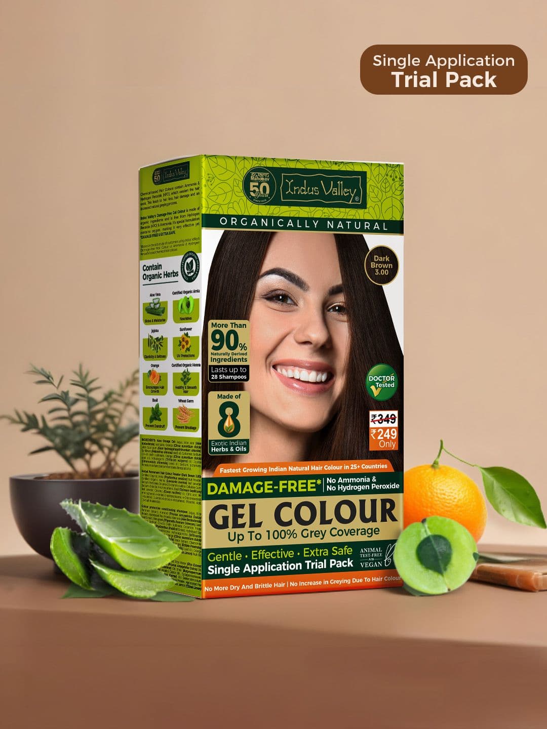 Indus Valley Damage Free Gel Hair Colour 65 g - Dark Brown 3.0 - view 1