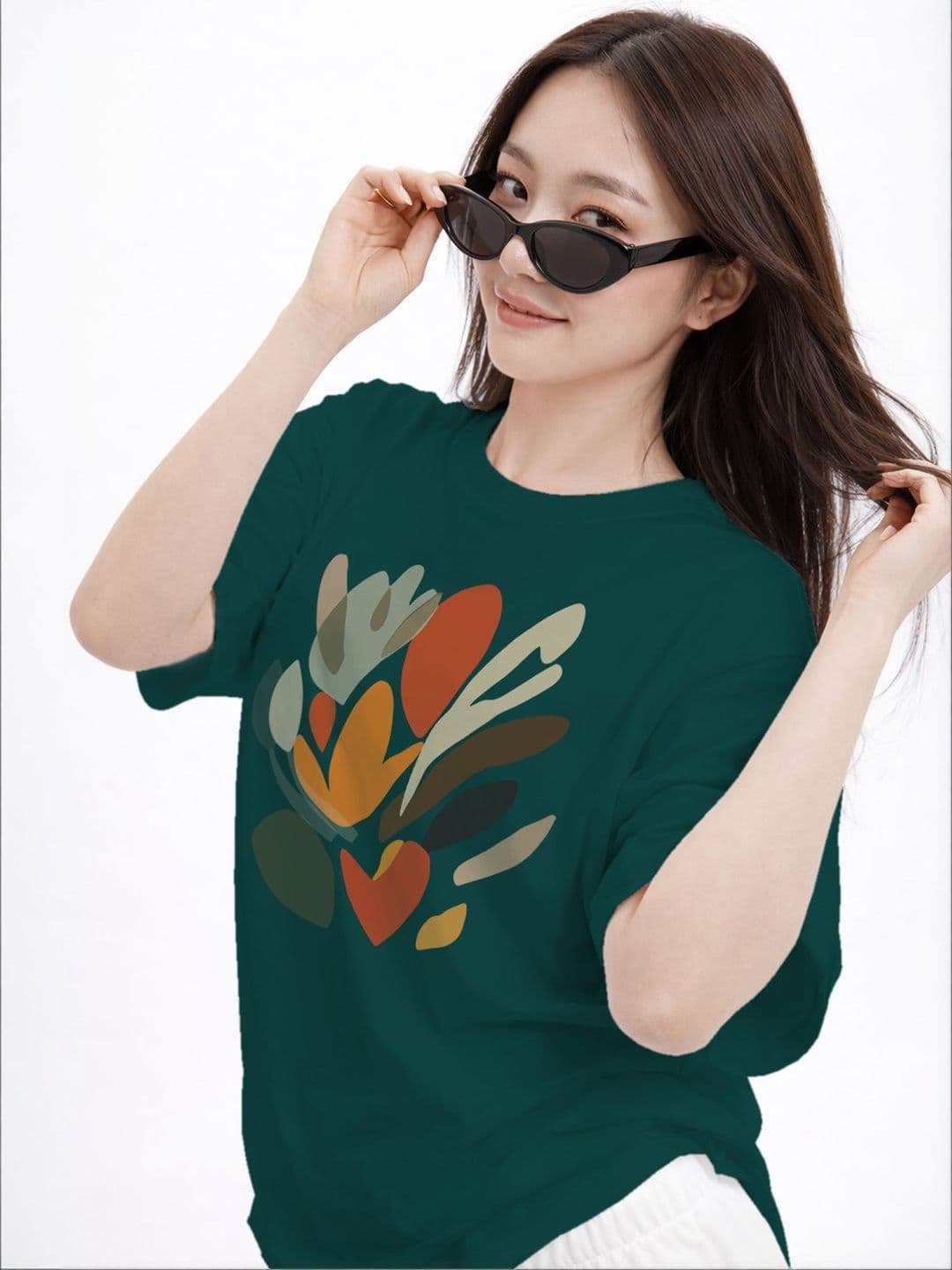 The Roadster Lifestyle Co Printed Organic Cotton Round Neck Oversized Tshirt - view 1