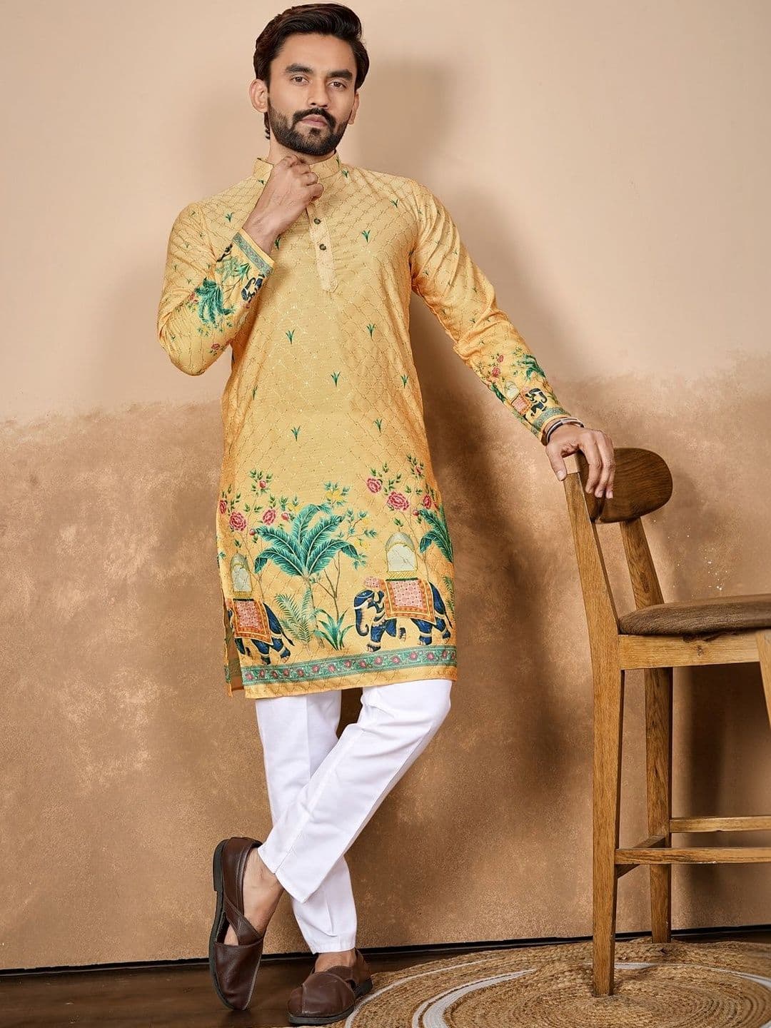HERE&NOW Men Ethnic Motifs Printed Indie Prints Kurta - view 1