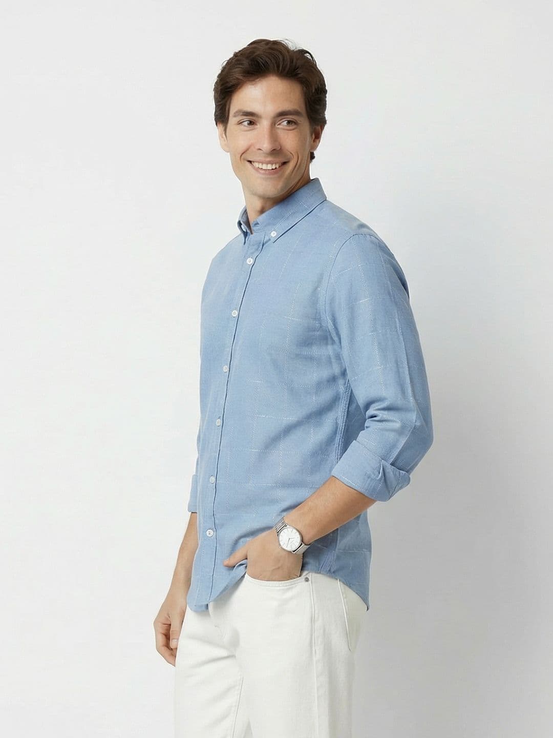Mast & Harbour Soft Touch Textured Blue Shirt - view 1