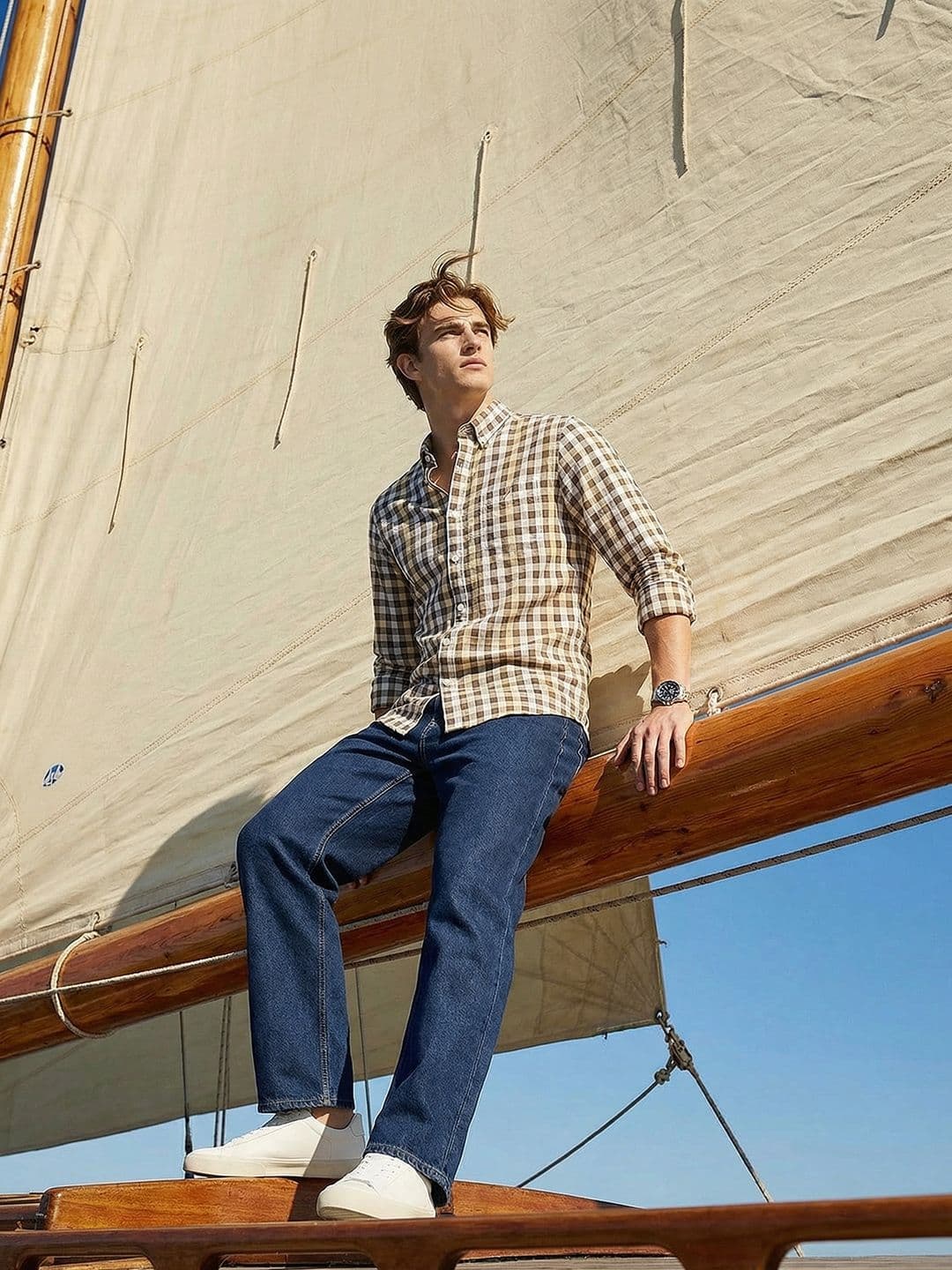 Nautica Slim Fit Checked Pure Cotton Casual Shirt - view 1