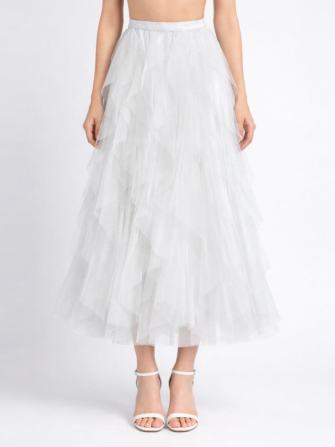 Suo Women White Solid Maxi Skirts - view 1