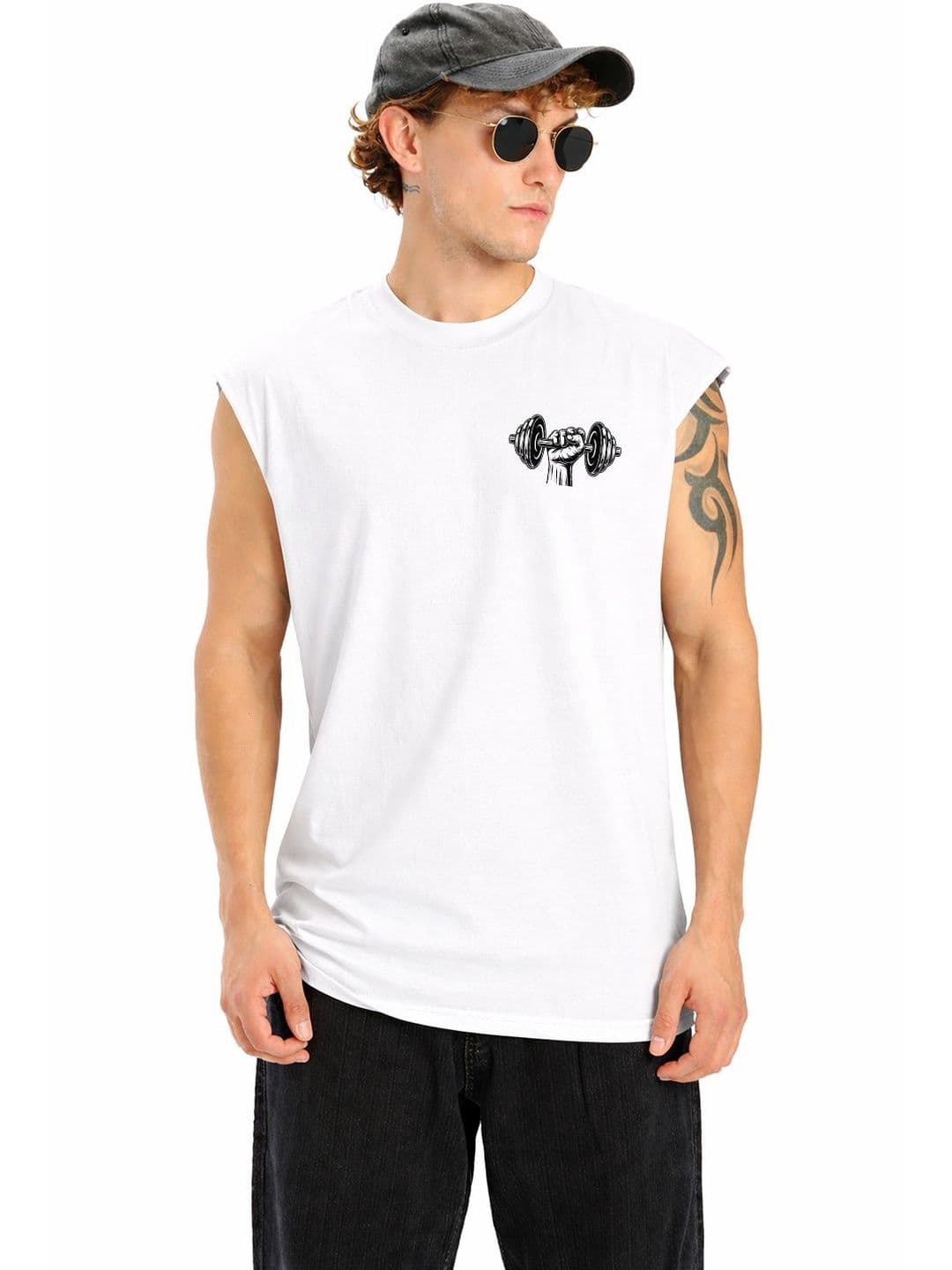 CARRO ARMATO Printed Cotton Gym Vest - view 1