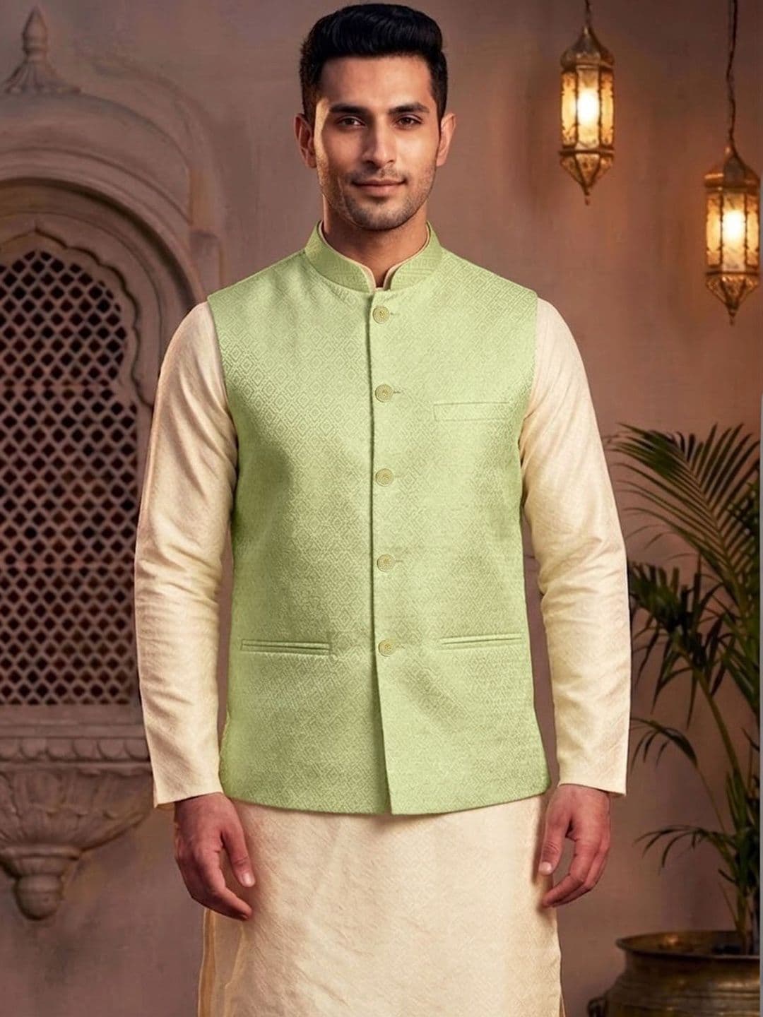 TREEMODA Woven Design Woven Nehru Jackets - view 1