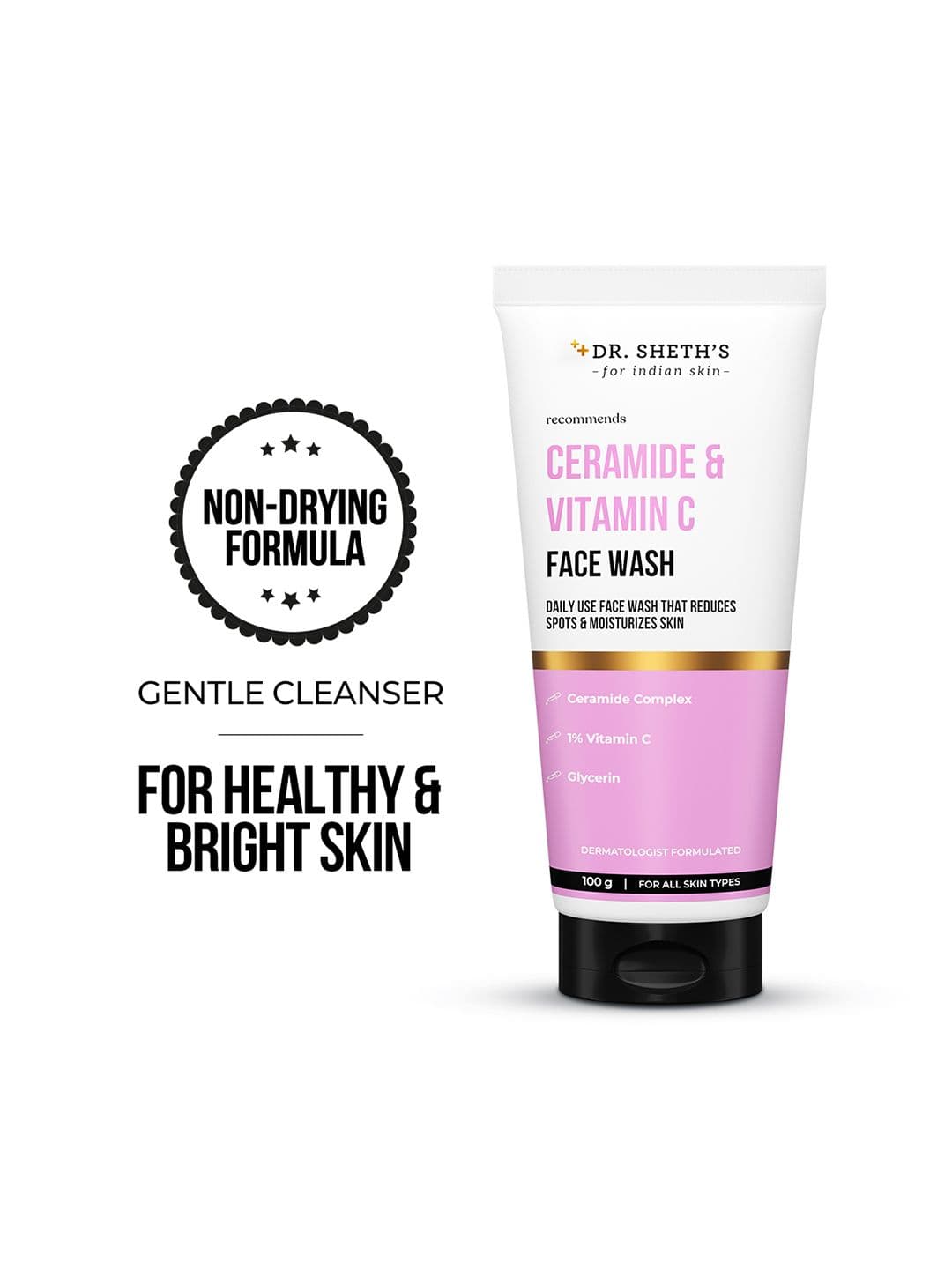 DR. SHETHS Ceramide & Vitamin C Face Wash for Hydrated & Glowing Skin -100g - view 1