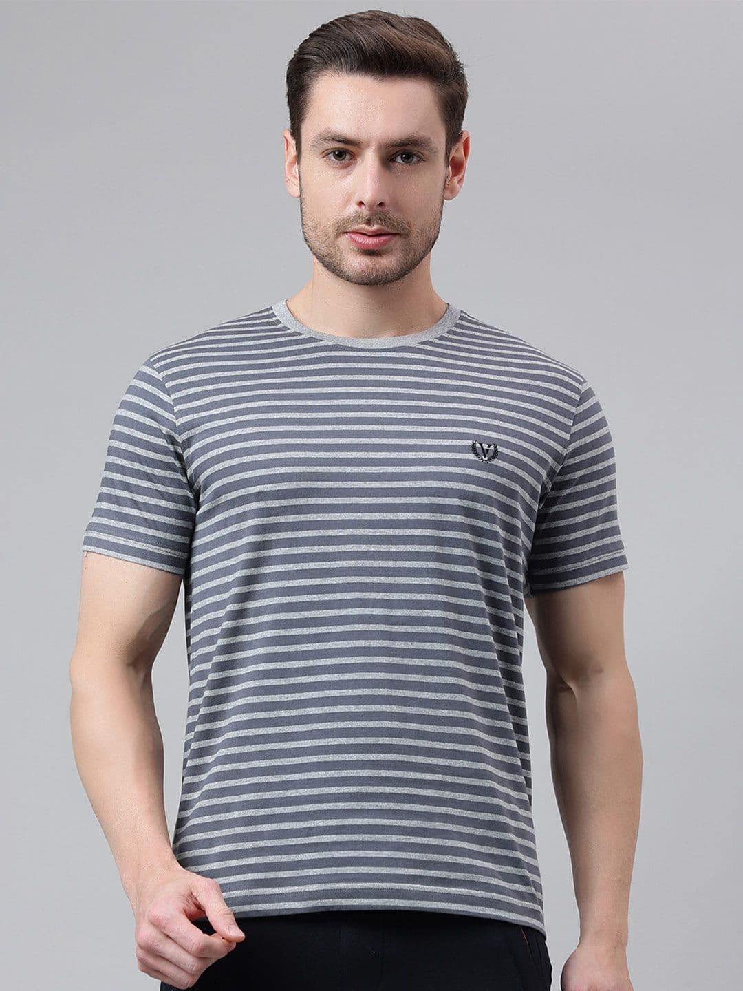 Van Heusen Innerwear Men Striped Regular Fit Lounge Tshirt - view 1