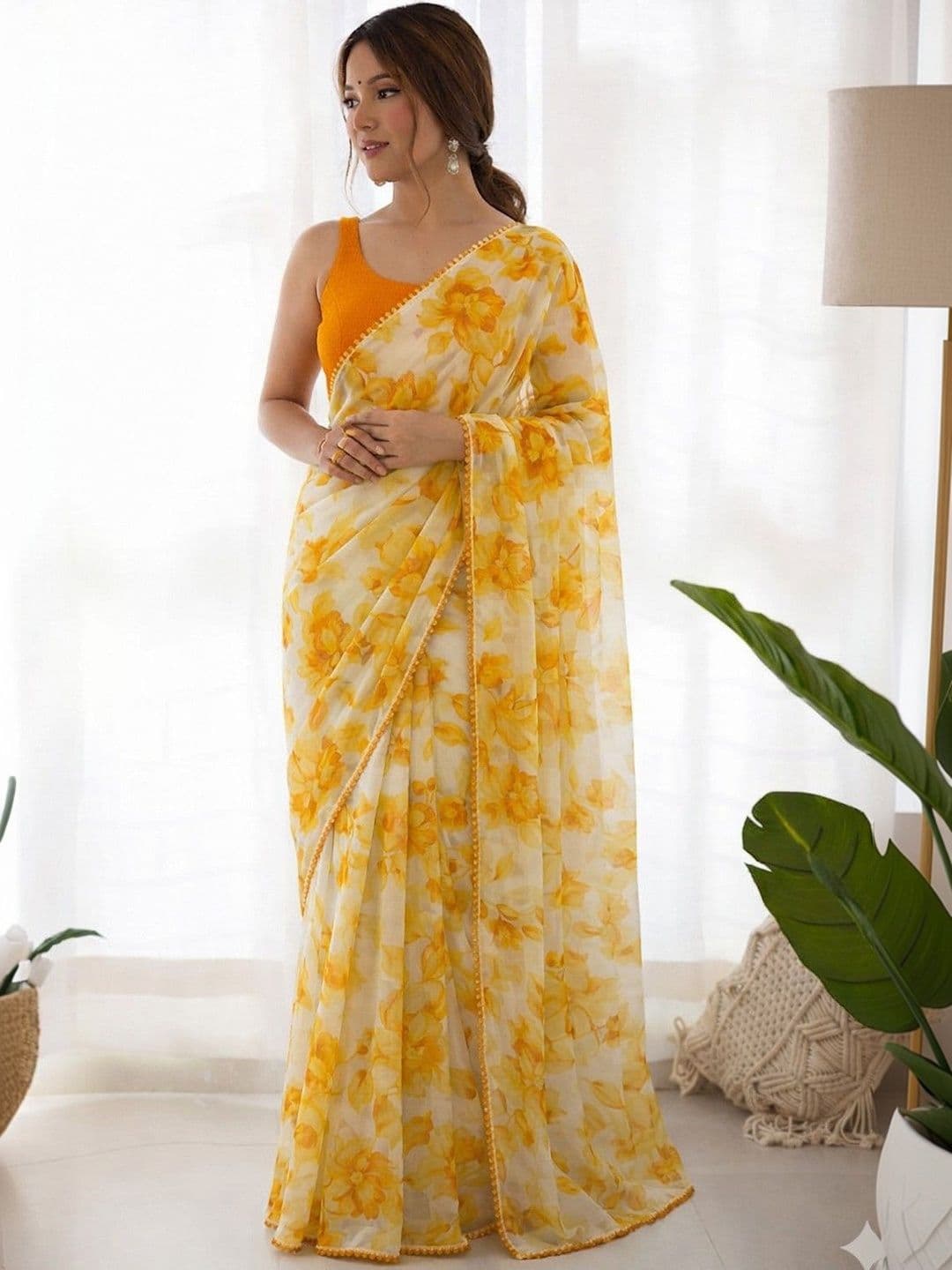 SILKWEAR Floral Pure Chiffon Saree - view 1