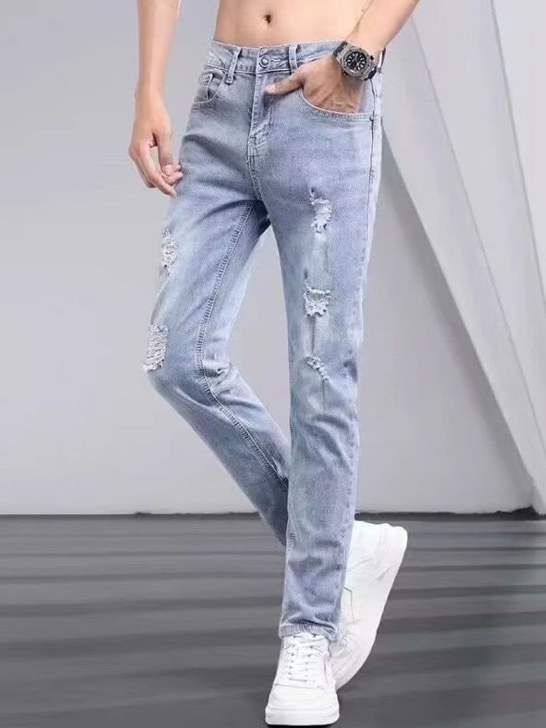 StyleCast Men Regular Fit Mid-Rise Highly Distressed Heavy Fade Jeans - view 1