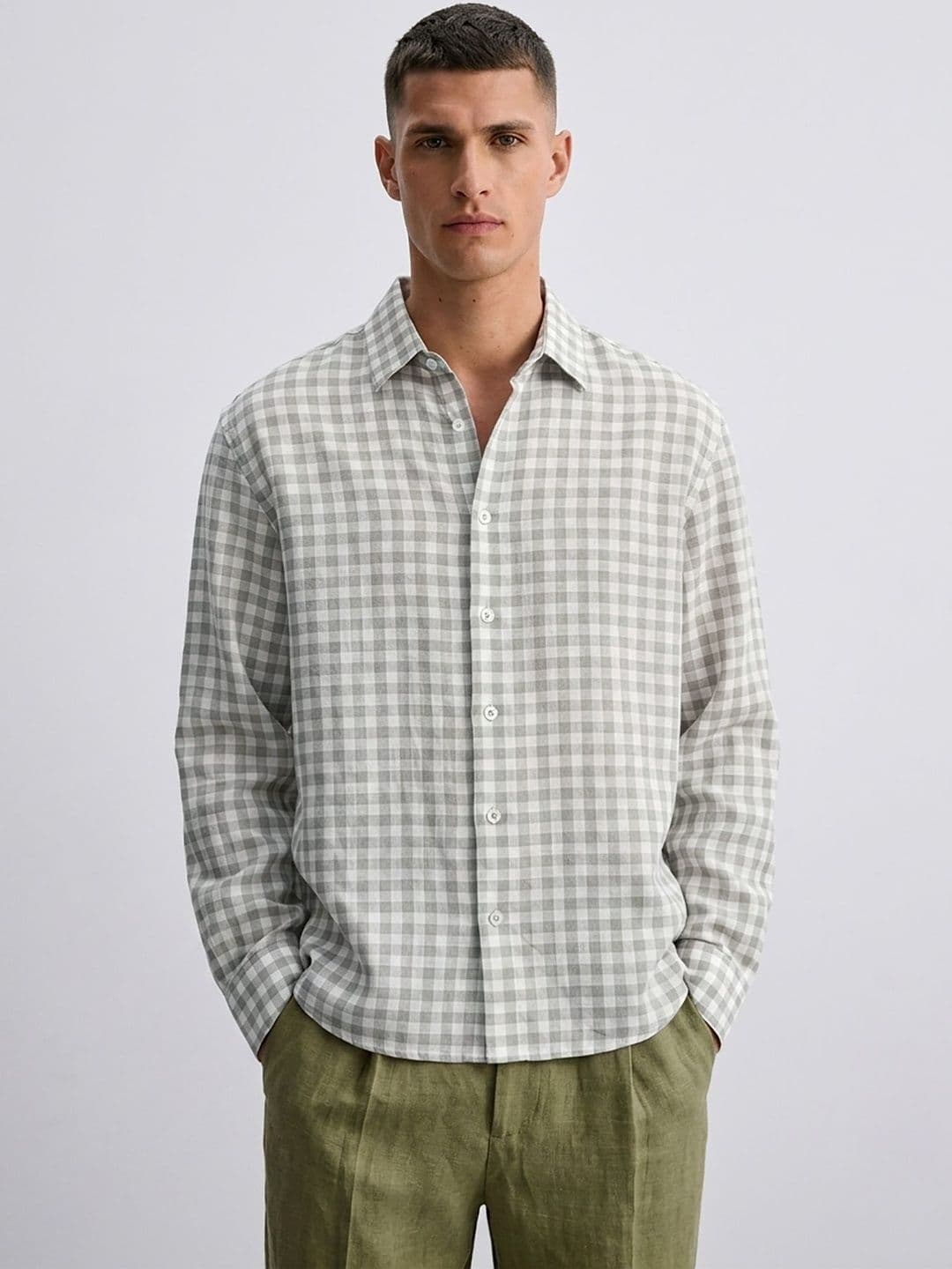 MISCHIEF MONKEY Men Classic Tailored Fit Gingham Checks Checked Casual Shirt - view 1