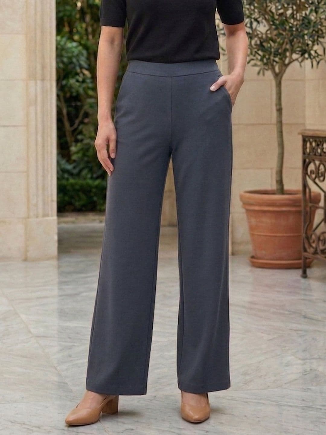 Madhav Fashion Enterprise Women Knitted Palazzos - view 1