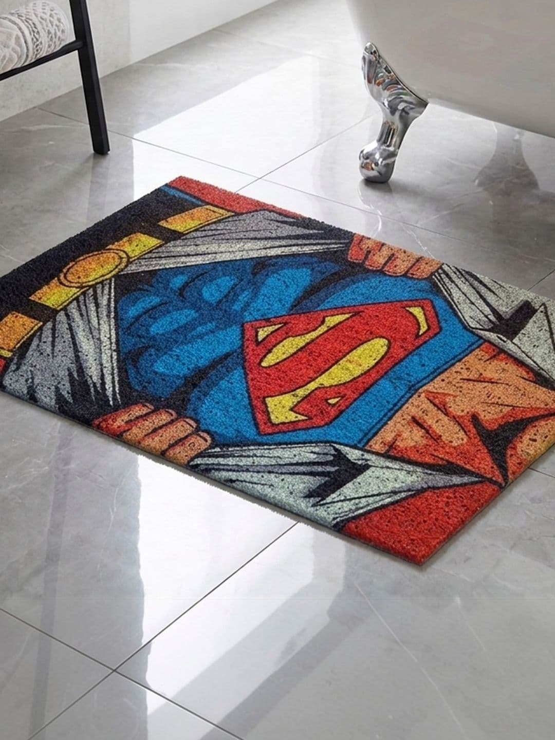 Datch Black & Blue Super Men-Patterned Rectangular Anti-Slip 110-GSM Bath Rugs - view 1