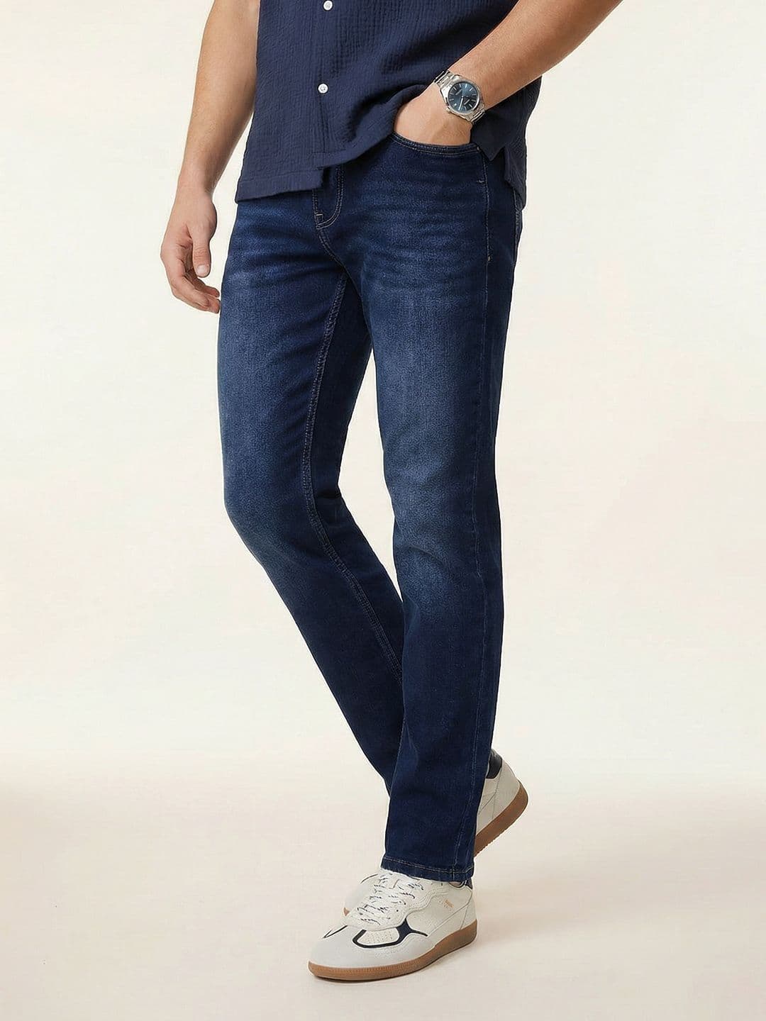 Nautica Men Straight Fit Mid-Rise Light Fade Stretchable Jeans - view 1