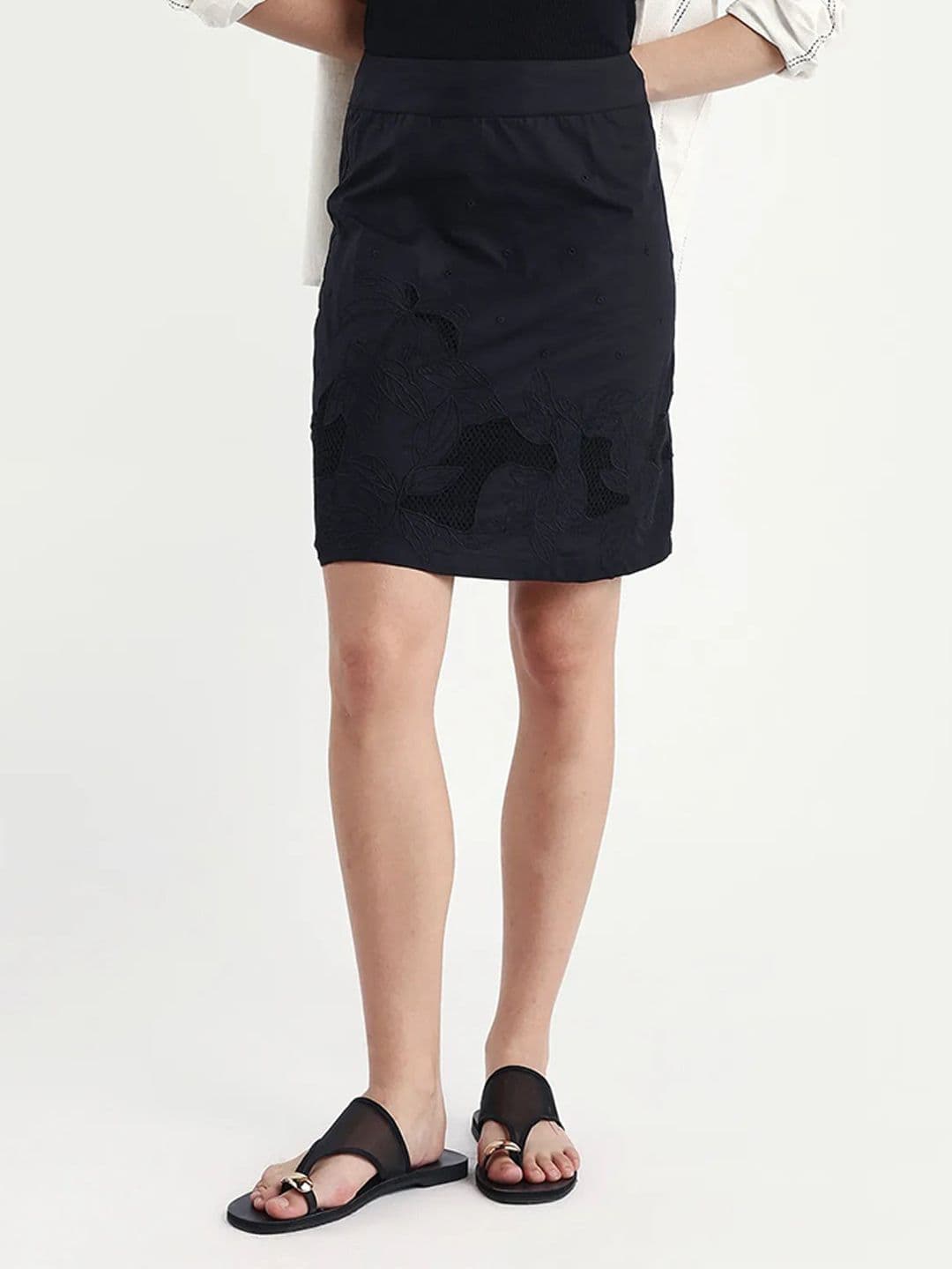 RAREISM Women Black Plain Regular Fit Skirt - view 1