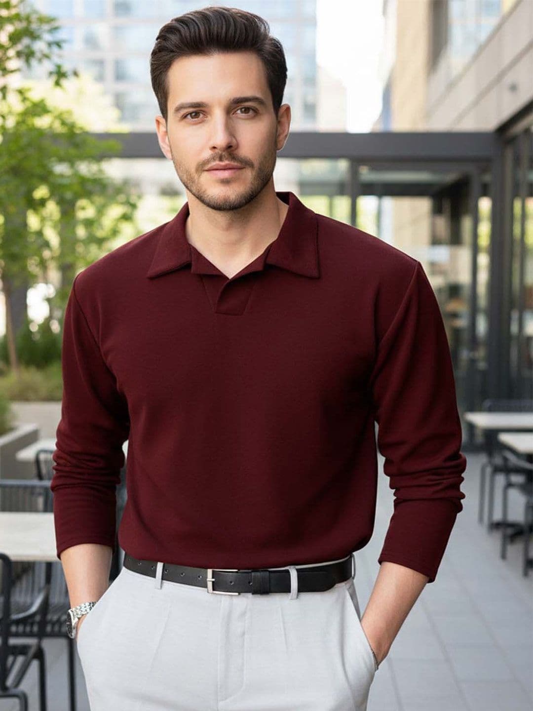 LERIYA FASHION Men Polo Collar Organic Cotton T-shirt - view 1