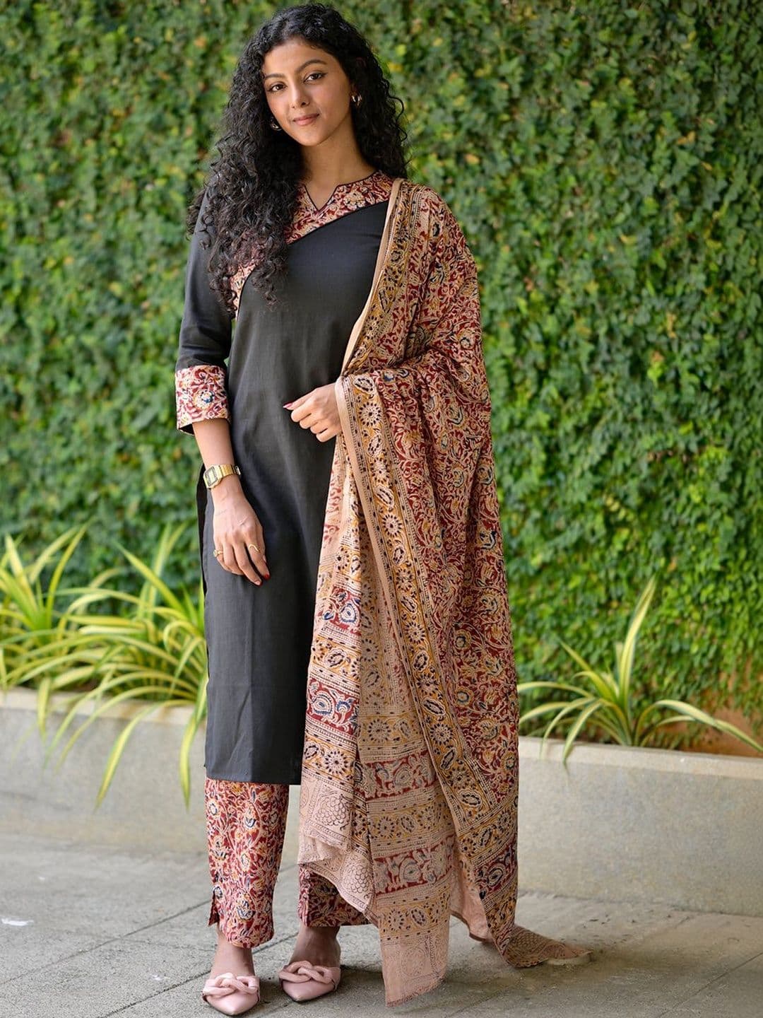 GoSriKi Women Ethnic Motifs Regular Kurta with Trousers & With Dupatta - view 1
