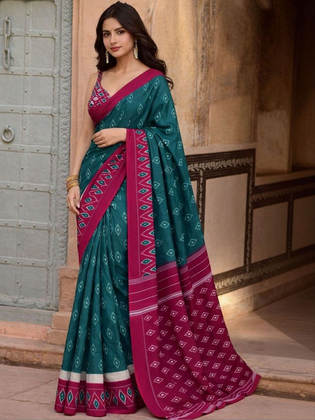 SZN Woven Design Pure Cotton Pochampally Saree - view 1