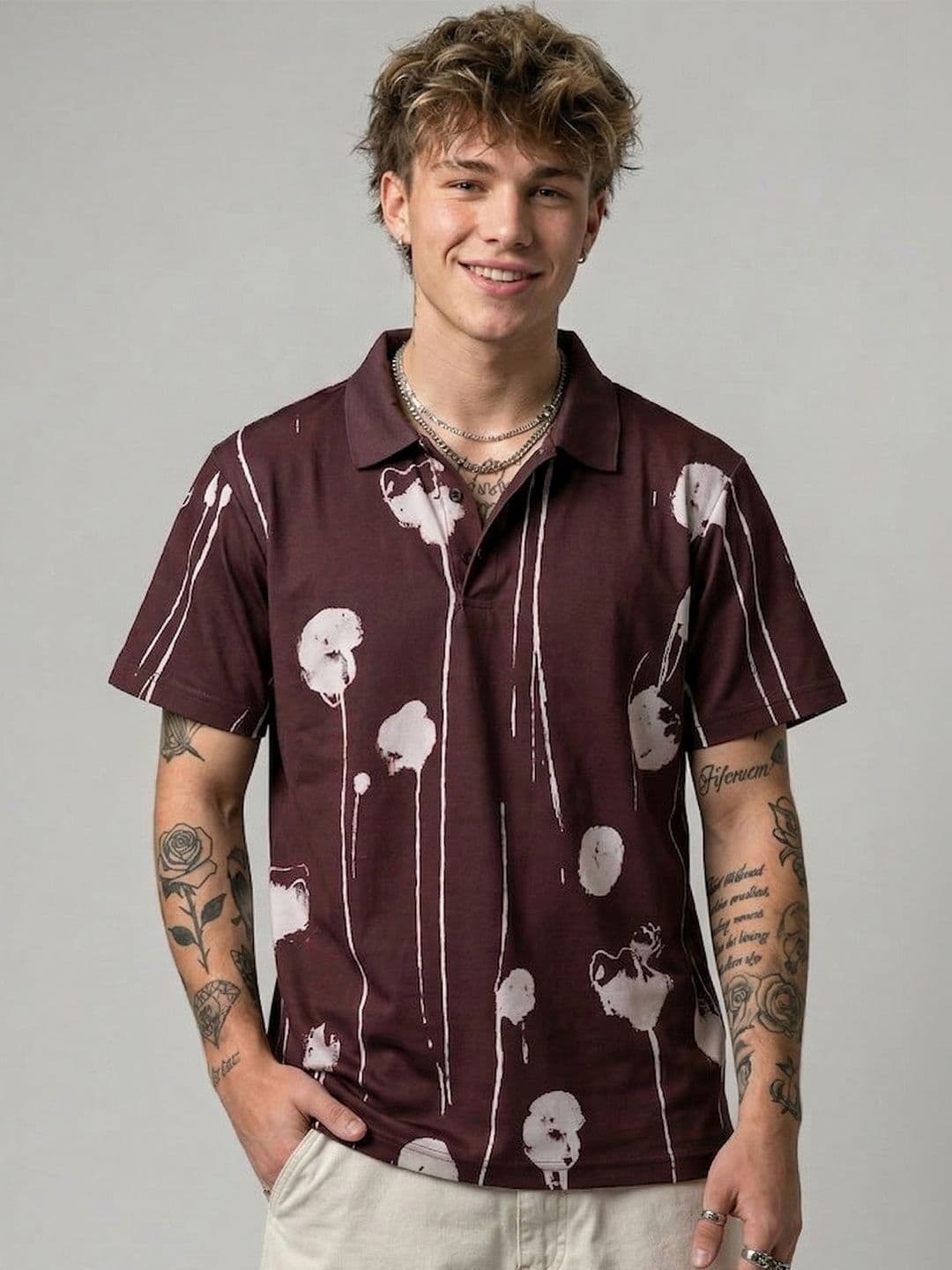 glitchez Men Printed Polo Collar T-shirt - view 1