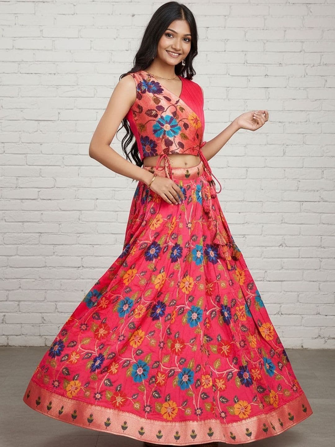 KALANANDI Girls Embellished Ready to Wear Lehenga & - view 1