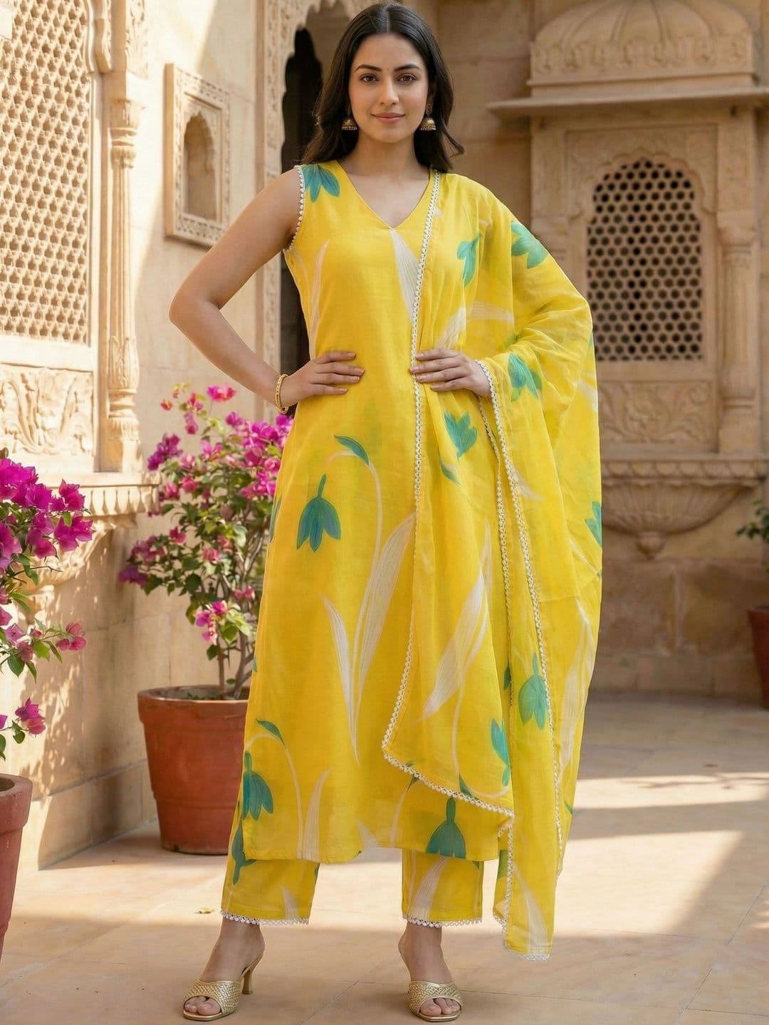 Anouk Women Floral Printed Regular Kurta with Trousers & With Dupatta - view 1