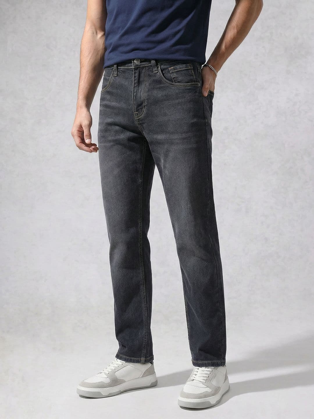 WROGN Men Slim Fit Mid-Rise Heavy Fade Stretchable Jeans - view 1