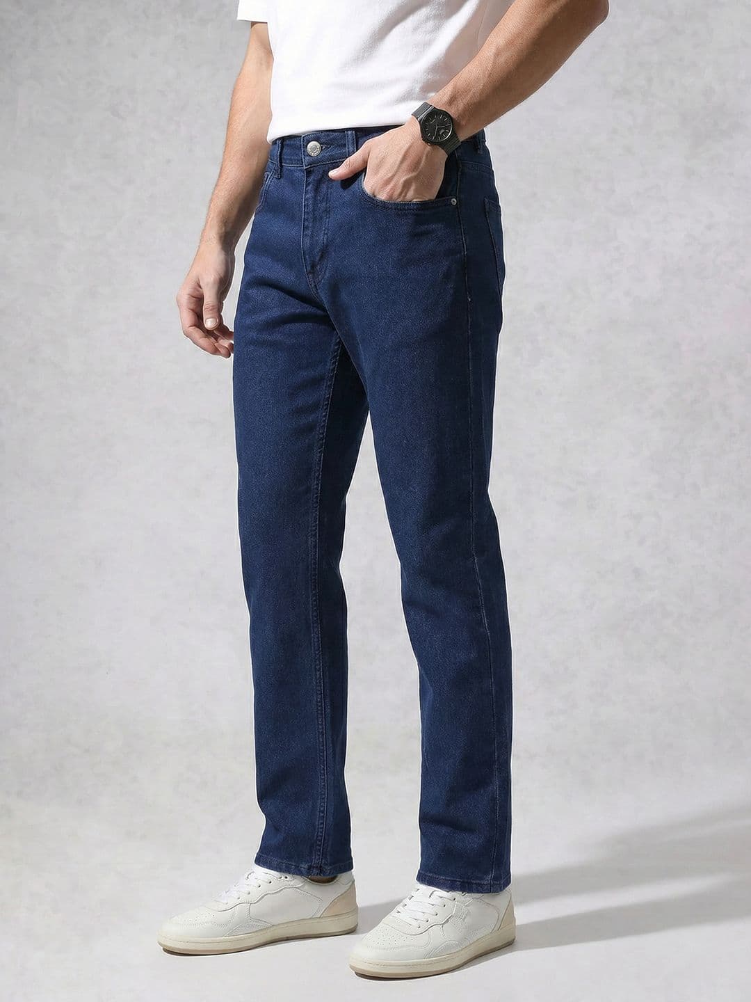 WROGN Men Straight Fit Mid-Rise Stretchable Jeans - view 1