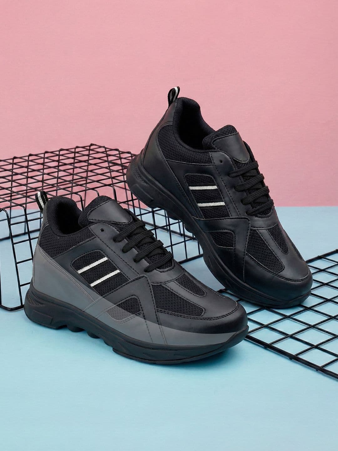 Bxxy Men 3 Inch Hidden Elevator Height Increasing Sports Running Lace-up Shoes - view 1